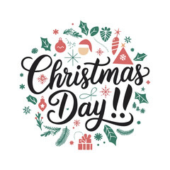  Festive Christmas day typography design with holiday icons
