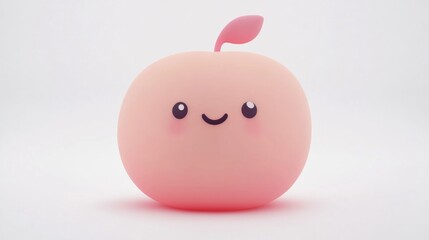 Cute cartoon peach character with a smiling face, colorful and playful.
