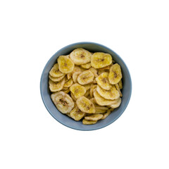 bowl of banana chip dried sweet crunchy snack