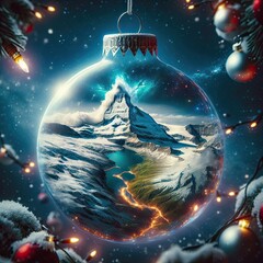 Le cervin dans une boule de no&euml;l