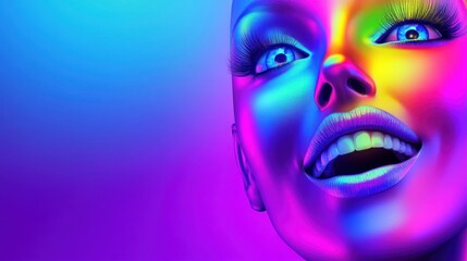 Vibrant, colorful abstract face with a joyful expression.