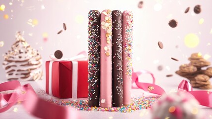 Pepero day with Chocolate Biscuit Sticks set,Pocky straw stick set,Couple Lovely day,Pepero Day Love Event,romantic event banner illustration,November 11th concept,valentine day.