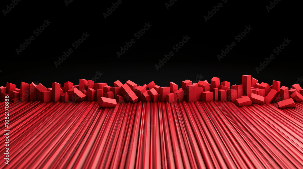Poster stock decline concept. red geometric shapes create striking visual effect on dark background
