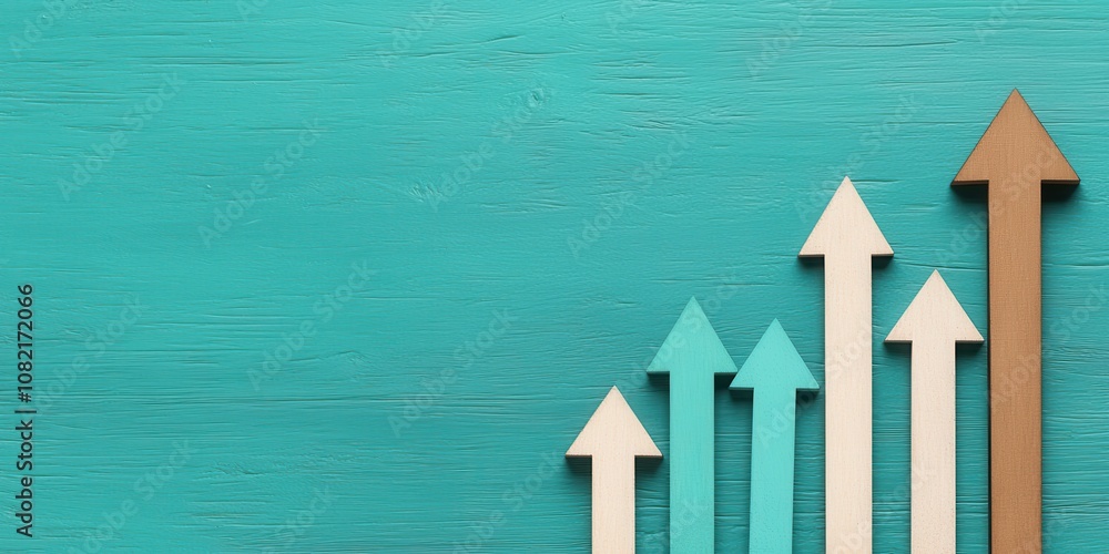Poster the image features arrows in a gradient of colors, symbolizing upward growth and progress against a 