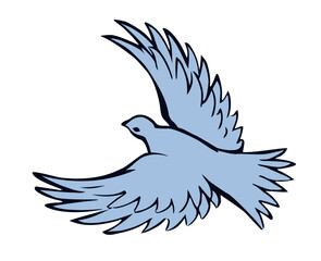 Vector drawing. Cute flying dove