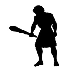Vector drawing. Ancient man with a club