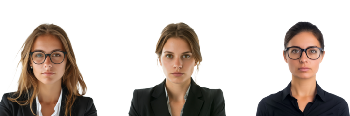Confident Woman Set in a Black Suit Posing Against on Isolated Background