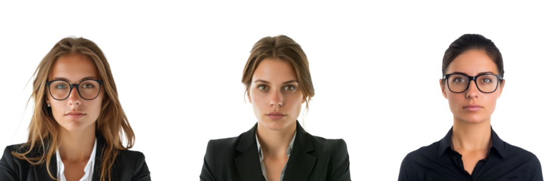 Confident Woman Set in a Black Suit Posing Against on Isolated Background