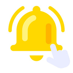 Clicking notification bell icon. flat style vector illustration
