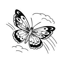 Butterfly design, labeled line and fill art vector illustration. 
