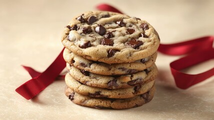 National Cookie Day with chocolate chip cookies stacked and a glass of milk,tasty homemade cookies,holiday and celebration concept.