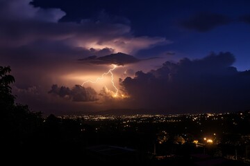 Lightnings on dark clouds.