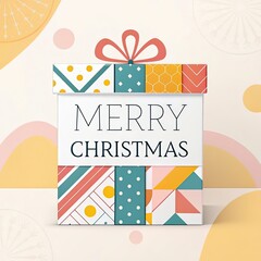minimalist gift box merry christmas background