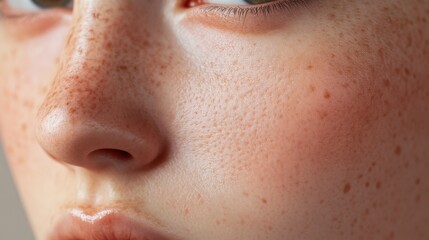 Closeup of Freckled Skin on a Human Face
