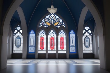 Obraz premium ia generated. stained glass window. stained glass window in church