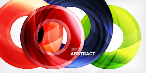 Bright colorful circles with light effects. Abstract background