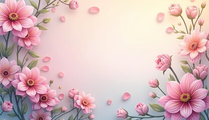 Fototapeta premium pink background with flowers