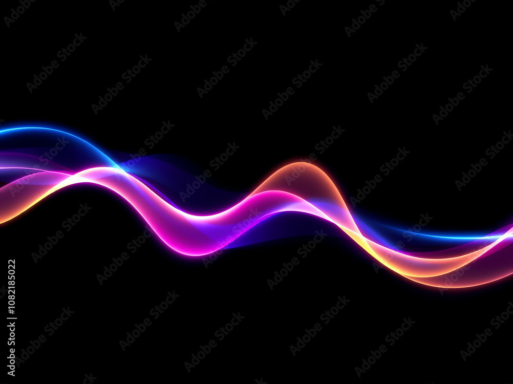 Poster colorful flowing waves with vibrant hues on a black background creating an abstract visual experienc