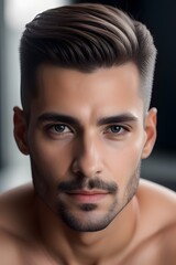 Obraz premium ia generated. look of a man man looking straight ahead. portrait of a man. portrait of a person. 