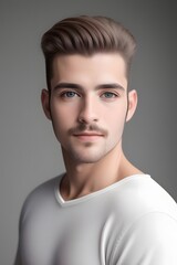 Obraz premium ia generated. look of a man man looking straight ahead. portrait of a man. portrait of a person. 