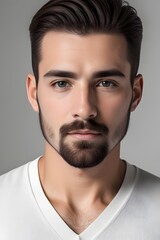 Obraz premium ia generated. look of a man man looking straight ahead. portrait of a man. portrait of a person. 