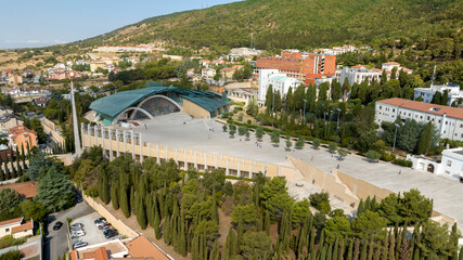 Aerial view of the Sanctuary of Saint Pio of Pietrelcina, also known as Padre Pio Pilgrimage...