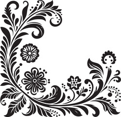 outline floral silhouette the floral made corner vector illustration