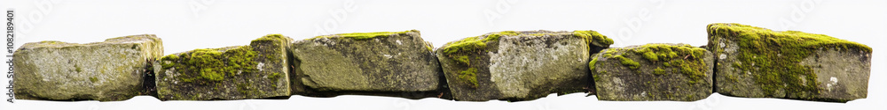 Poster natural stone blocks covered with moss in a serene environment