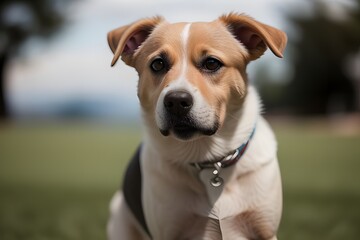 ia generated. dog. portrait of a dog. look of a dog dog with collar sitting dog