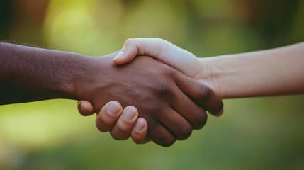 Close up of hands engaging in a handshake representing cooperation partnership and mutual agreement