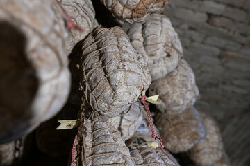 Culatello di zibello ham refining cellars in the  province of Parma near the Po river