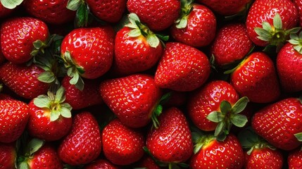 Fresh strawberries banner and background with close up food photography