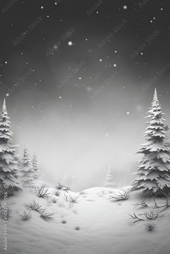 Poster grayscale minimalistic christmas scene with empty areas ai generated illustration