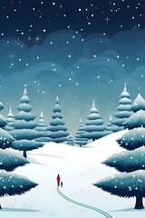 Fototapeta premium Illustration of a Christmas scene with minimalist aesthetics and open spaces AI generated illustration