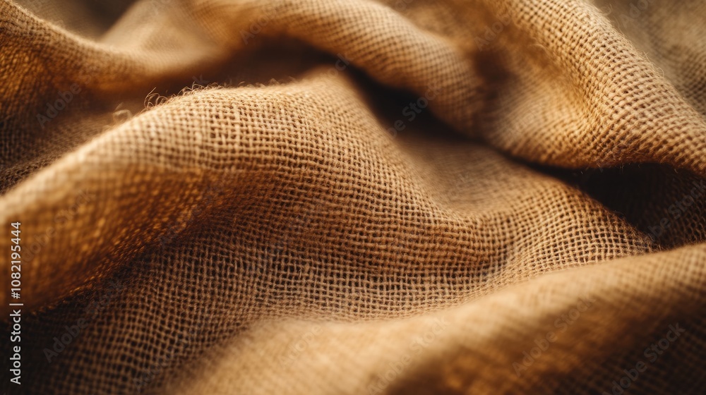 Poster close up macro image of flowing hessian fabric texture