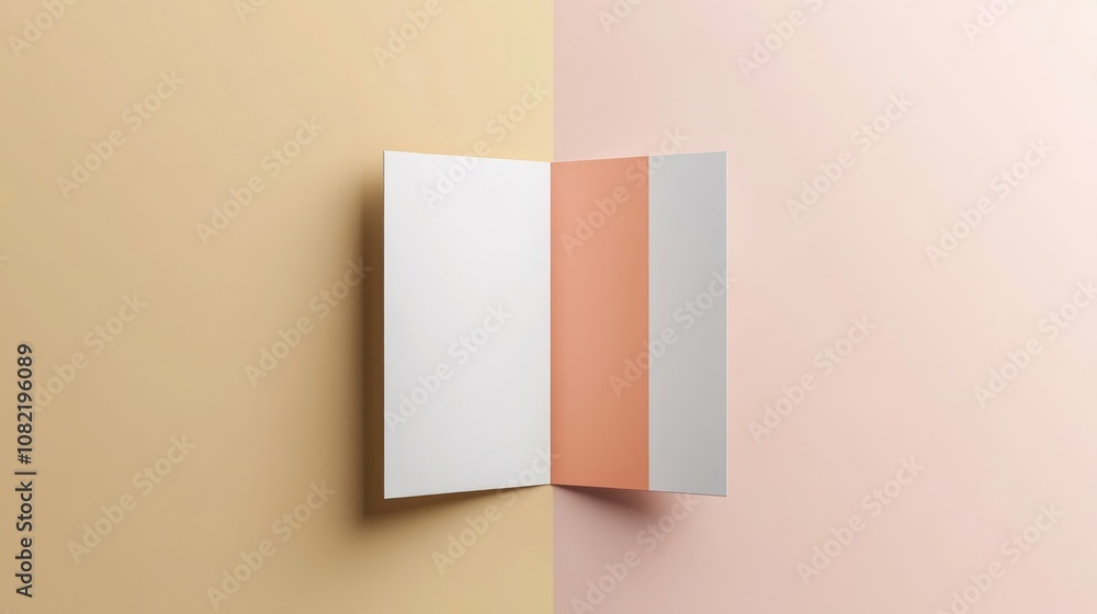 Poster a chic brochure mockup showcases two contrasting color panels set against a calm backdrop emphasizin