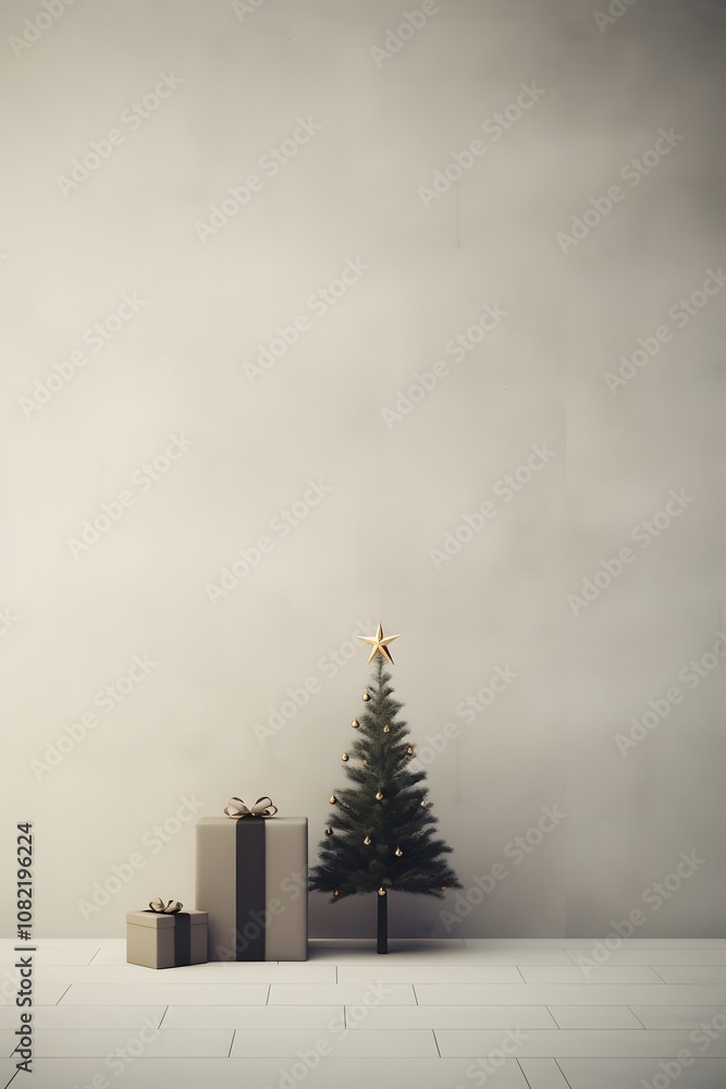 Aufkleber minimalistic christmas scene with empty spaces ai generated illustration