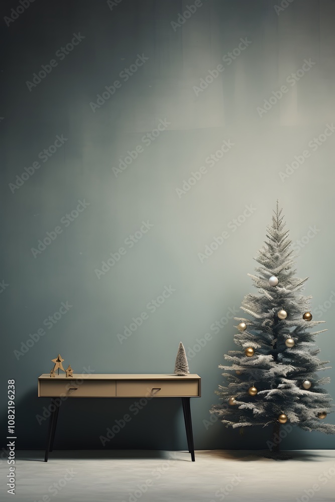 Aufkleber minimalistic christmas scene with empty spaces ai generated illustration
