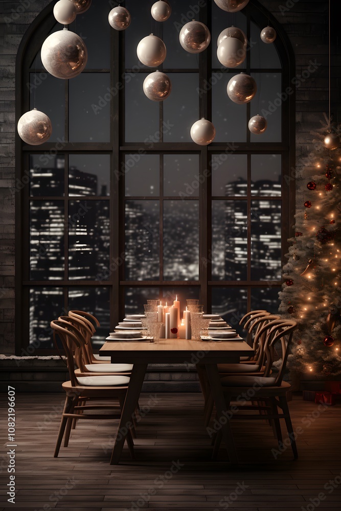 Aufkleber mockup of a christmas setting with minimalistic elements ai generated illustration