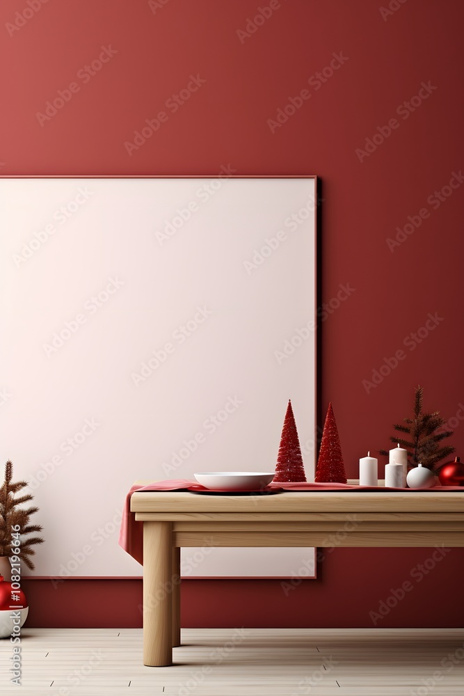 Poster mockup of a christmas setting with minimalistic elements ai generated illustration