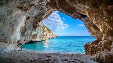 Empty cave looking out 
