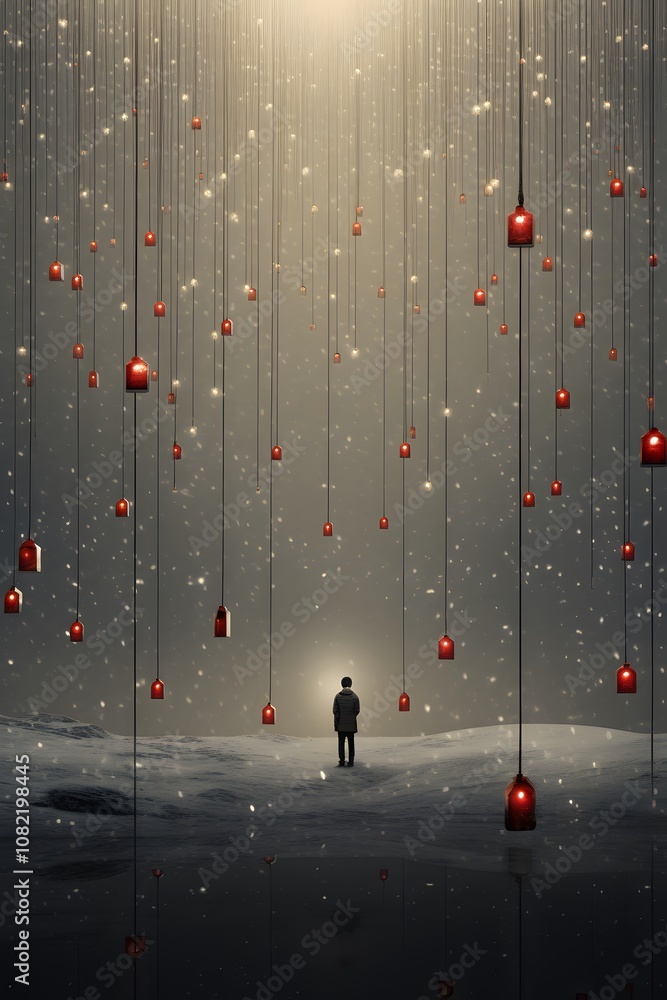 Poster reduced complexity in a minimalist christmas scene with open spaces ai generated illustration