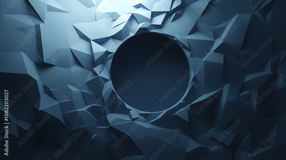 Aufkleber a 3d rendered geometric abstract background and a circle within it.