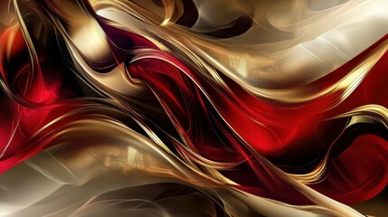 geometric patterns with deep red and gold lines, futuristic vibe, smooth curves, digital art, high energy, bold aesthetic