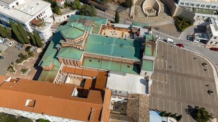 Aerial view of the sanctuary of Santa Maria delle Grazie with the annexed convent located in San...