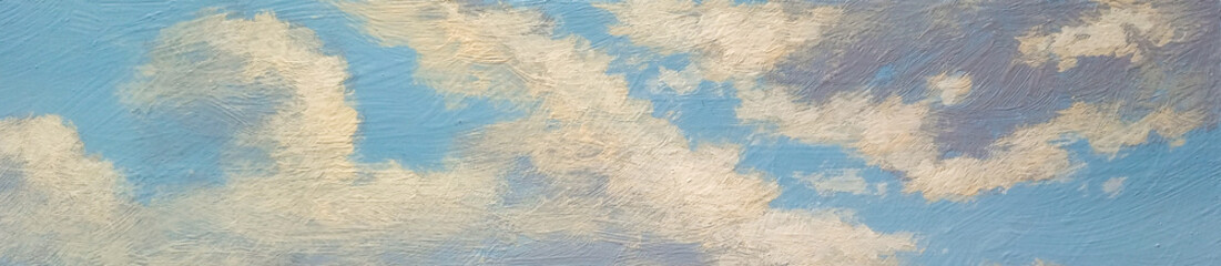 Oil paintings landscape, sky, background with clouds
