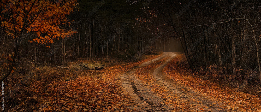 Poster a road with a tree in the background