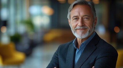 Obraz premium A middle-aged man in a classic business suit. Portrait of a successful and confident businessman.