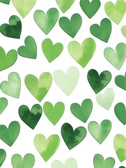 Green Heart Pattern Valentines Day Simple Romantic Romance Love Art