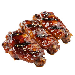 Chicken teriyaki wings isolated on transparent background. 